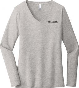 District Women’s Very Important Tee  L/S V-Neck, Light Heather Grey